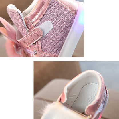 Breathable Luminous Shoes with LED and Glitter for Children-3