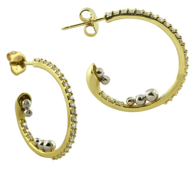 Abundance Hoop Earrings-14k Gold with Diamonds in an Abundant Overflow