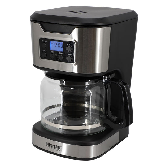 Better Chef 12-Cup Programmable Coffee Maker in Black with Stainless Steel Accents