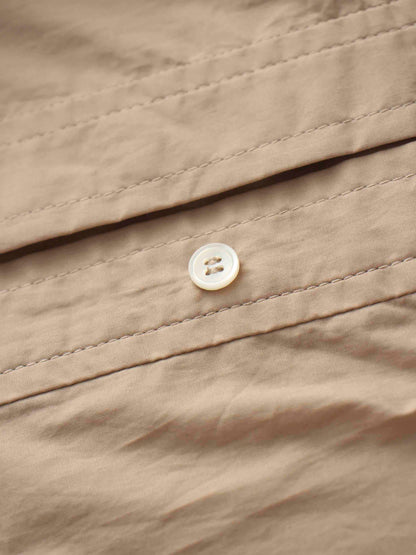 Button Overlay Shirtdress-Tan