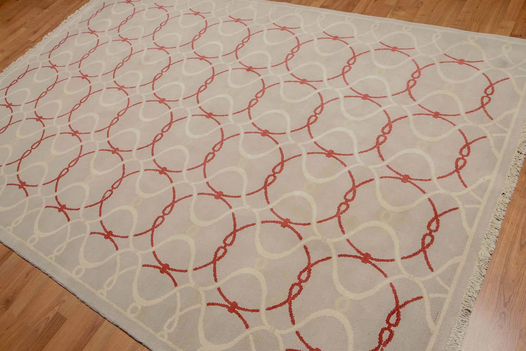 6' x 9' Hand Knotted Geometric Pattern 100% Wool Area rug Beige-1