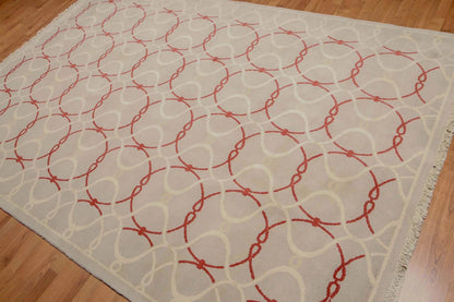 6' x 9' Hand Knotted Geometric Pattern 100% Wool Area rug Beige-1