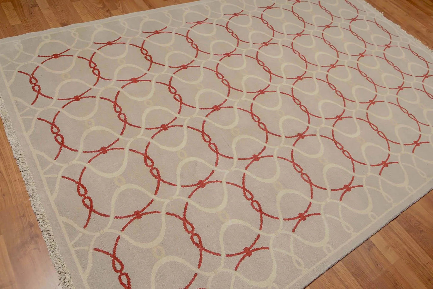 6' x 9' Hand Knotted Geometric Pattern 100% Wool Area rug Beige-2