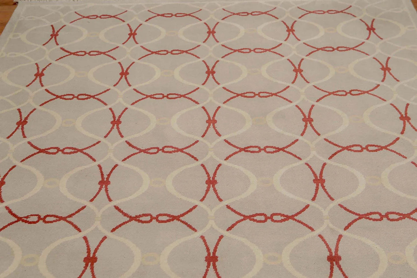 6' x 9' Hand Knotted Geometric Pattern 100% Wool Area rug Beige-3