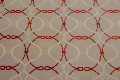 6' x 9' Hand Knotted Geometric Pattern 100% Wool Area rug Beige-4