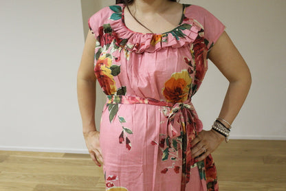 Coral Big Floral Maxi Maternity Dress-4