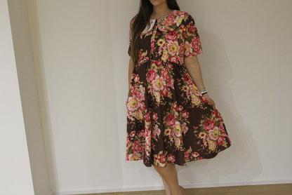 Peter Pan Collared Knee length Maternity Dress-1