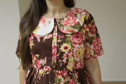 Peter Pan Collared Knee length Maternity Dress-0