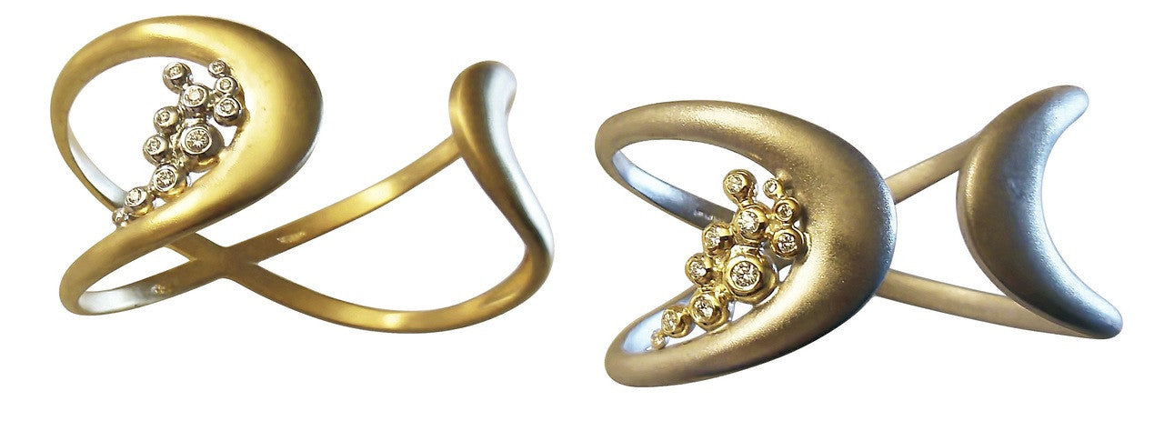 Infinity Cuff Bracelet: Overflowing Diamond Dots. 18K Gold-4