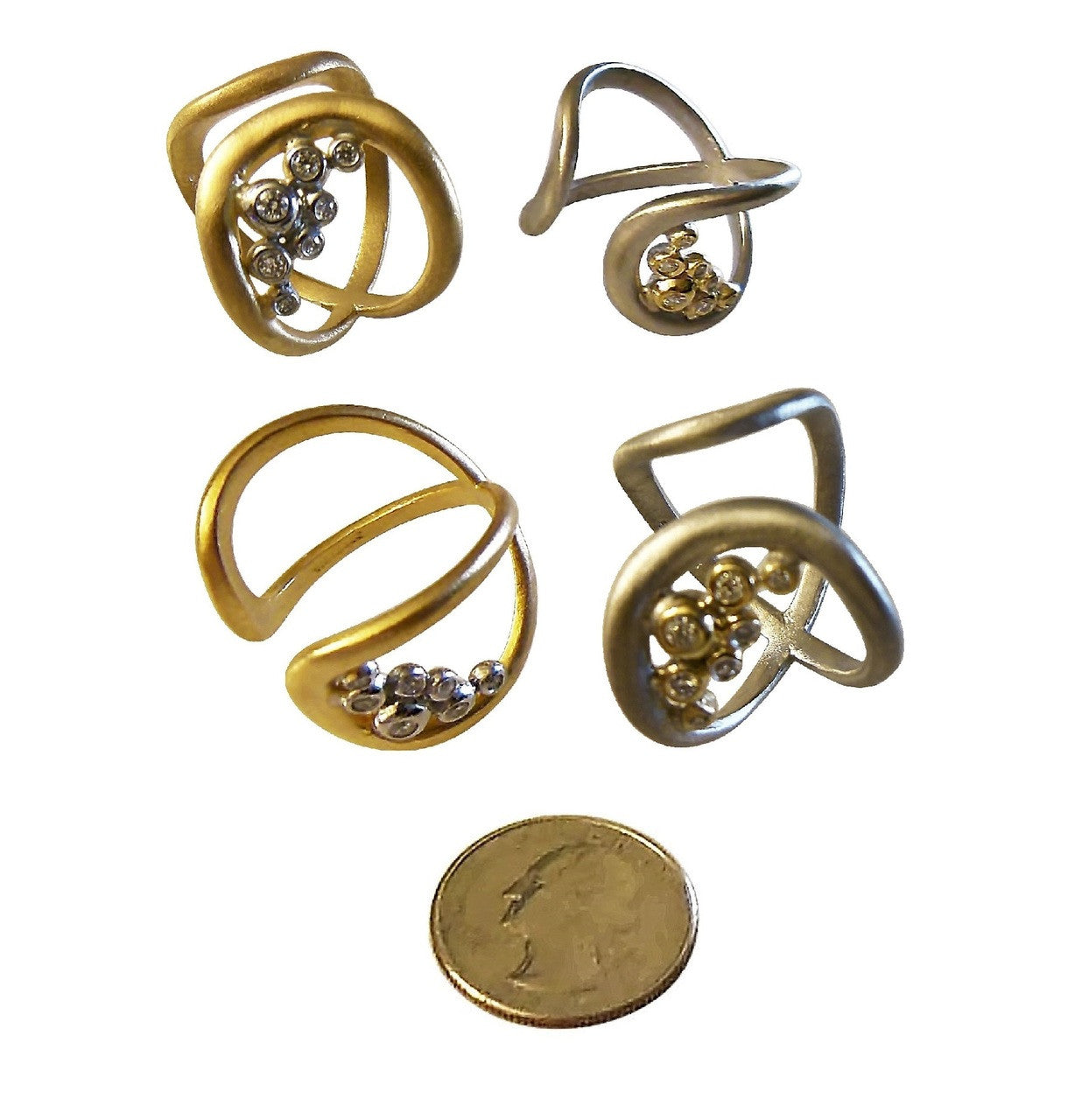 Infinity Cuff Ring: Overflowing Diamond Dots. 18K Gold