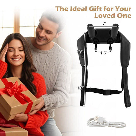 Neck Shoulder Massager with 2 Heat Levels for Pain Relief-Beige-6