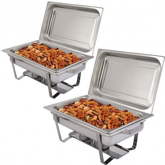 2 Packs Chafing 9 Quart Stainless Rectangular Chafer Buffet