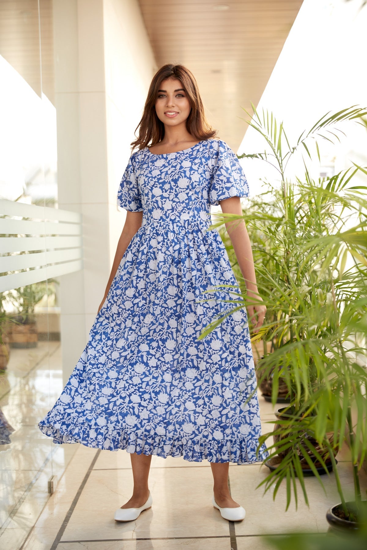Indigo Floral Maxi Dress