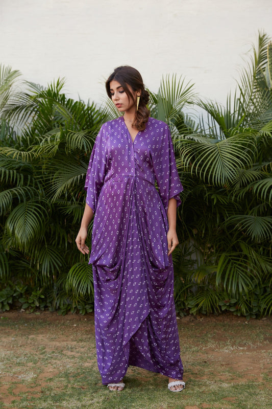 Violet Printed Cowl Dress