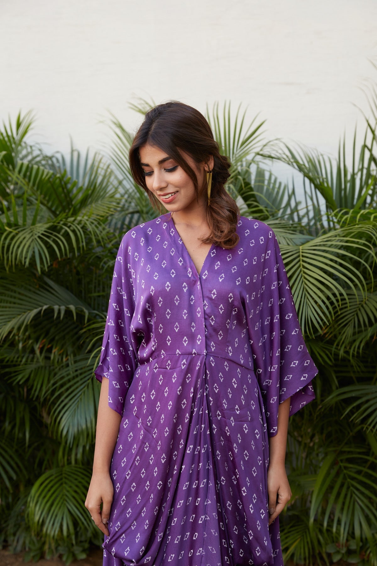 Violet Printed Cowl Dress