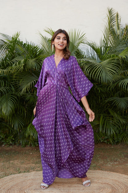Violet Printed Cowl Dress