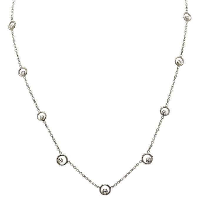 Karma Chain- 18K Gold with Ripples of Diamonds: Station Necklace