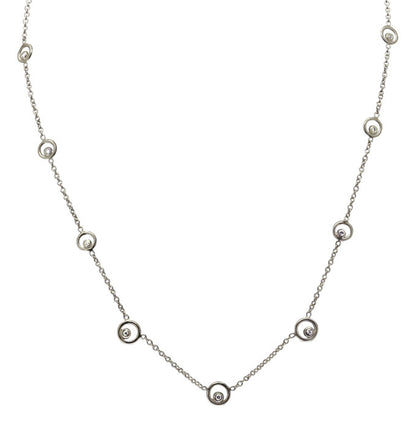 Karma Chain- 18K Gold with Ripples of Diamonds: Station Necklace