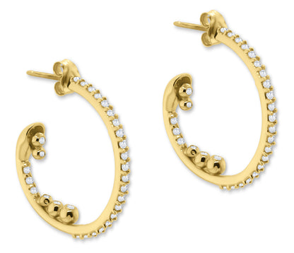 Abundance Hoop Earrings-14k Gold with Diamonds in an Abundant Overflow