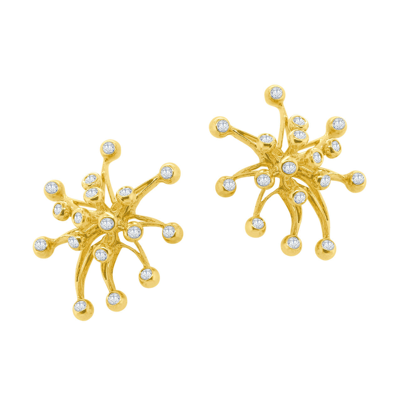 Fireworks Earrings-Large-18K Gold with Diamonds