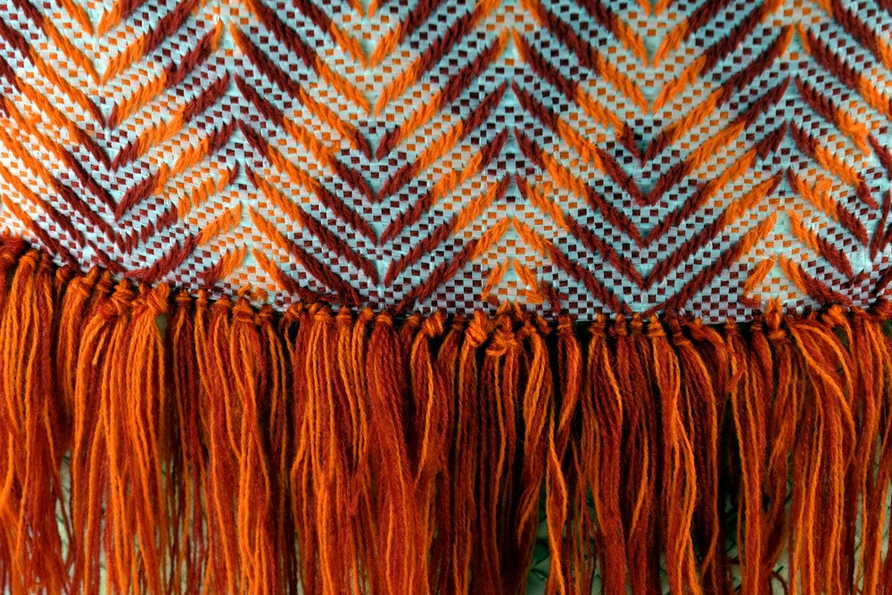 Artisan Red Orange Fringe Tote
