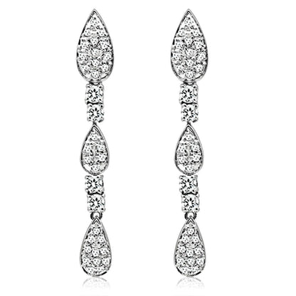 LO2428 - Rhodium Brass Jewelry Sets with AAA Grade CZ  in Clear