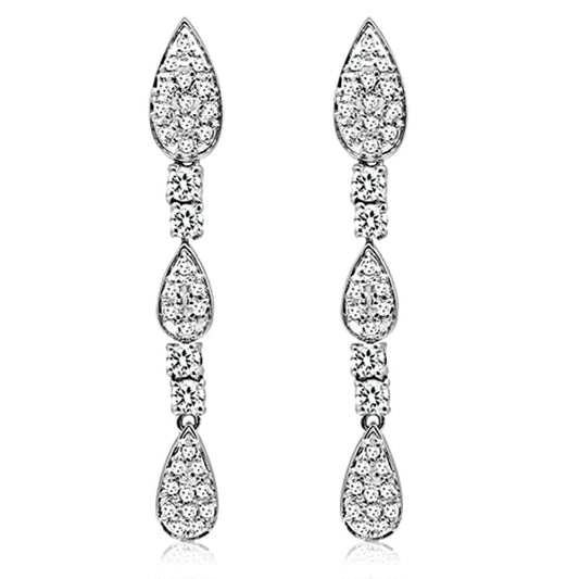 LO2428 - Rhodium Brass Jewelry Sets with AAA Grade CZ  in Clear