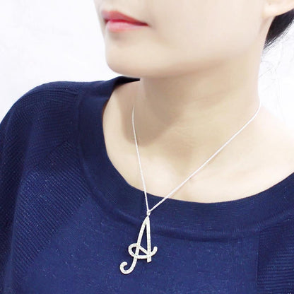 LO4707 - Silver Brass Chain Pendant with Top Grade Crystal  in Clear-3