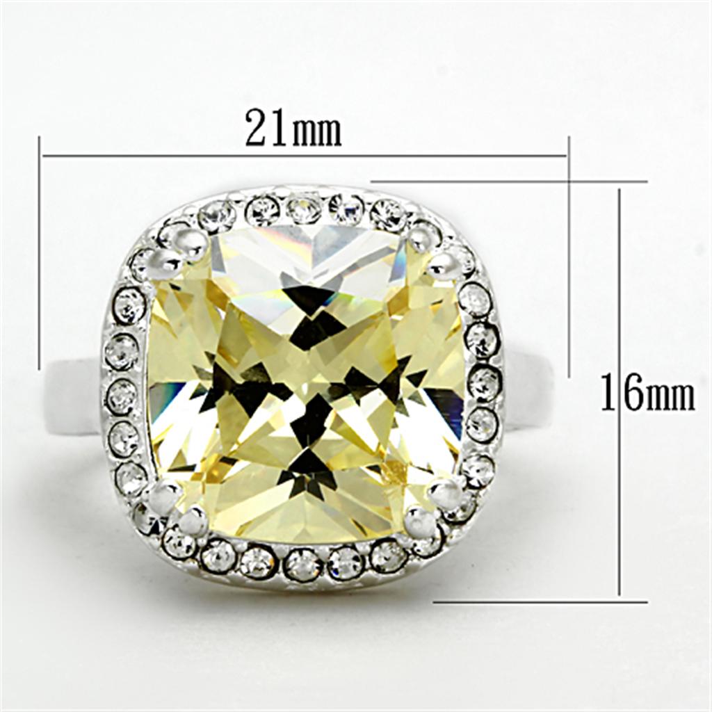 LOS718 - Silver 925 Sterling Silver Ring with AAA Grade CZ  in Citrine Yellow-1