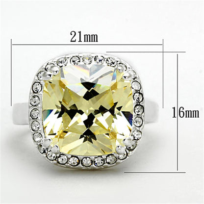 LOS718 - Silver 925 Sterling Silver Ring with AAA Grade CZ  in Citrine Yellow-1