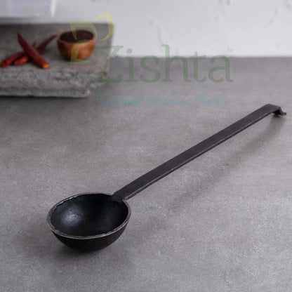 Large Cast Iron Combo: Iron Dosa Tawa, Cast Iron Kadai with Tadka Ladle
