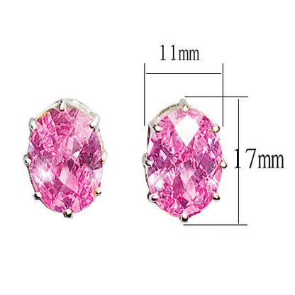 LOAS1369 - Sterling Silver Earrings with AAA Grade CZ in Pink