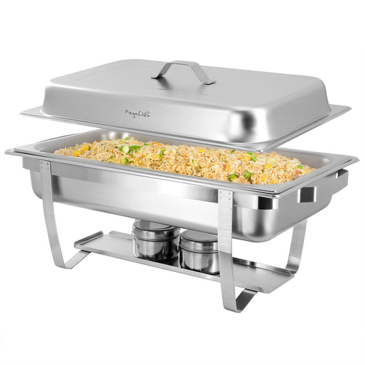 MegaChef 9.5 Quart Stackable Stainless Steel Professional Chafing Dish/Food Warmer/Buffet Server Se