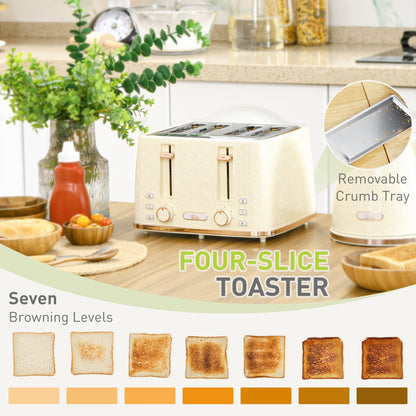 2 Piece Kitchen Appliance Set Kettle and Toaster Beige Honeycomb Design