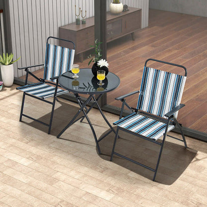 3 Pieces Outdoor Folding Chair Set Portable Folding Chair Set-0