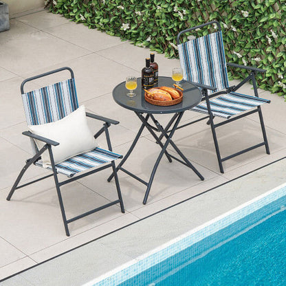 3 Pieces Outdoor Folding Chair Set Portable Folding Chair Set-1