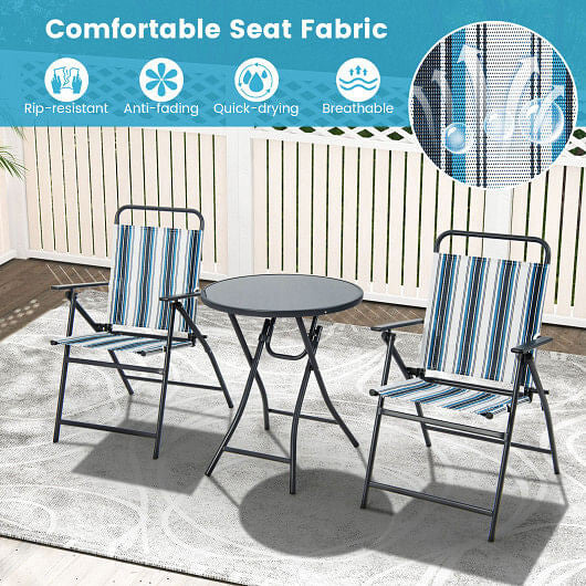 3 Pieces Outdoor Folding Chair Set Portable Folding Chair Set-3