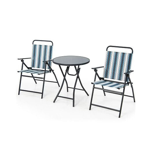 3 Pieces Outdoor Folding Chair Set Portable Folding Chair Set-4