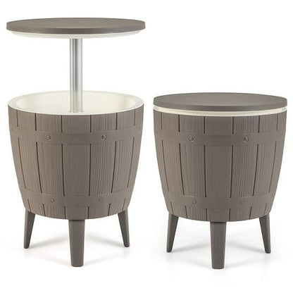 10 Gallon Cooler Bar Table Outdoor Coffee Table Ice Bucket with Telescopic Tabletop for Beer and Wi