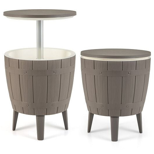 10 Gallon Cooler Bar Table Outdoor Coffee Table Ice Bucket with Telescopic Tabletop for Beer and Wi