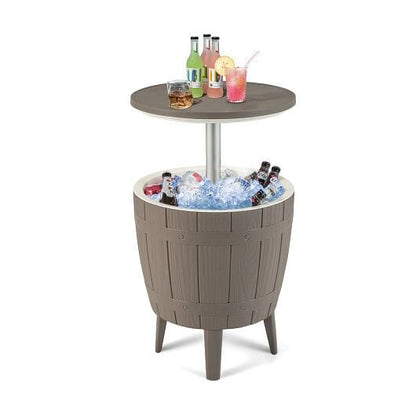 10 Gallon Cooler Bar Table Outdoor Coffee Table Ice Bucket with Telescopic Tabletop for Beer and Wi