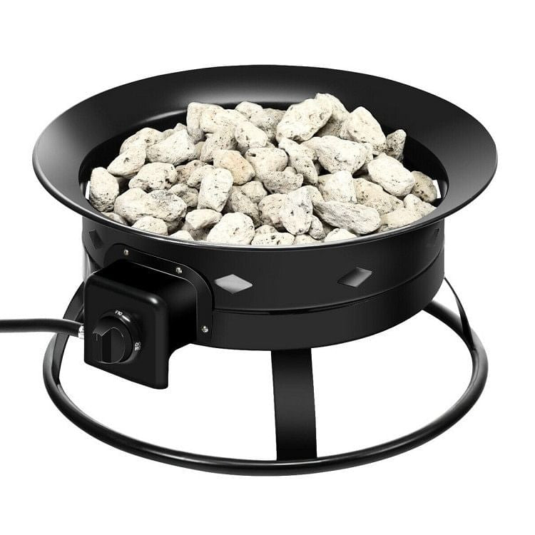 Portable Outdoor Black Metal Propane Fire Pit with Cover and Carry Kit-1