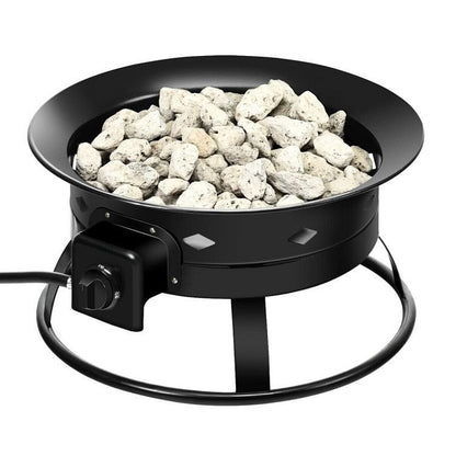 Portable Outdoor Black Metal Propane Fire Pit with Cover and Carry Kit-1