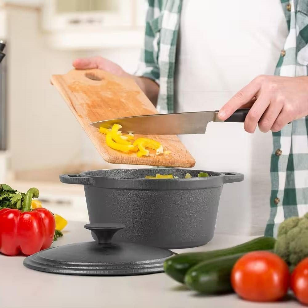 3.4 Quart Pre-Seasonded Cast Iron Dutch Oven with Handles and Lid