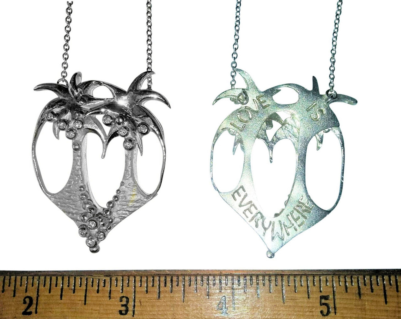Love is Everywhere- Palm Tree Heart Necklace -14K Gold with Diamonds