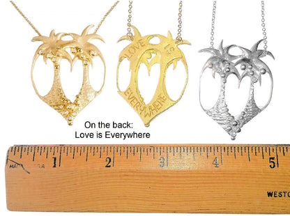 Love is Everywhere- Palm Tree Heart Necklace -14K Gold with Diamonds