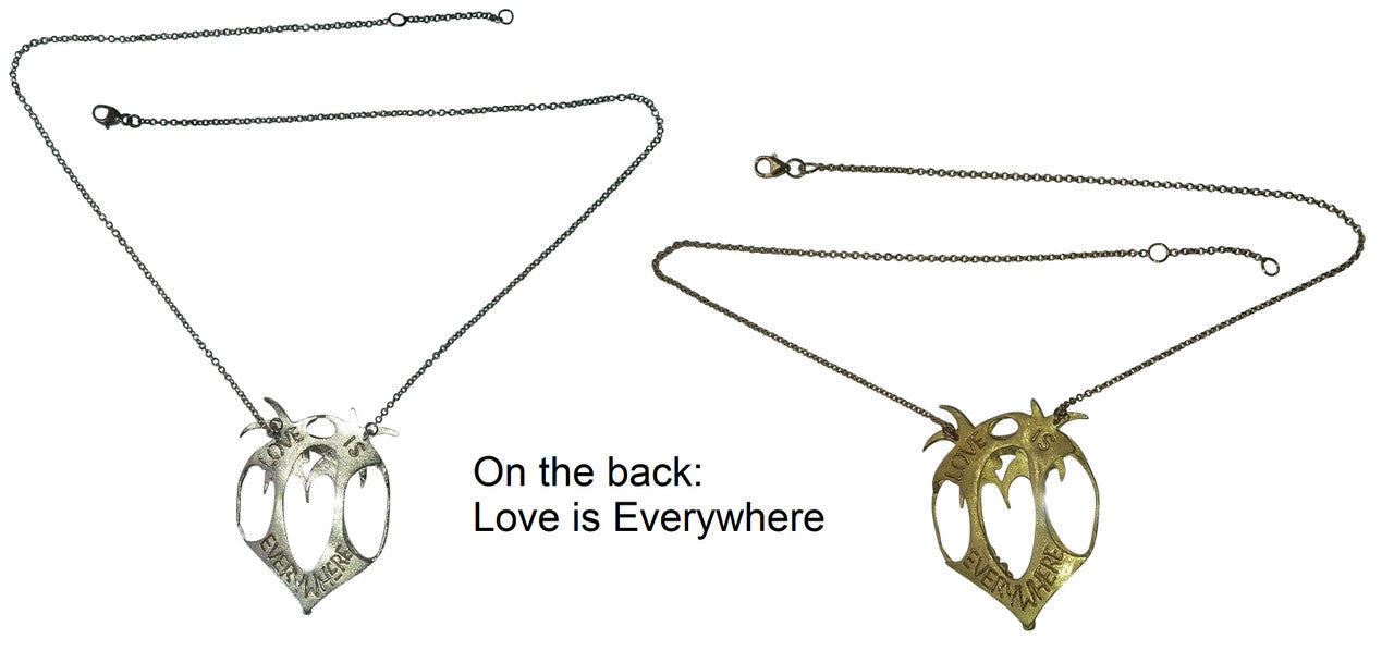 Love is Everywhere- Palm Tree Heart Necklace -14K Gold with Diamonds