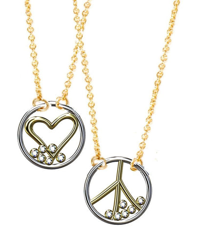 Peace Necklace, 18K yellow and white gold with diamonds, on 18K gold chain