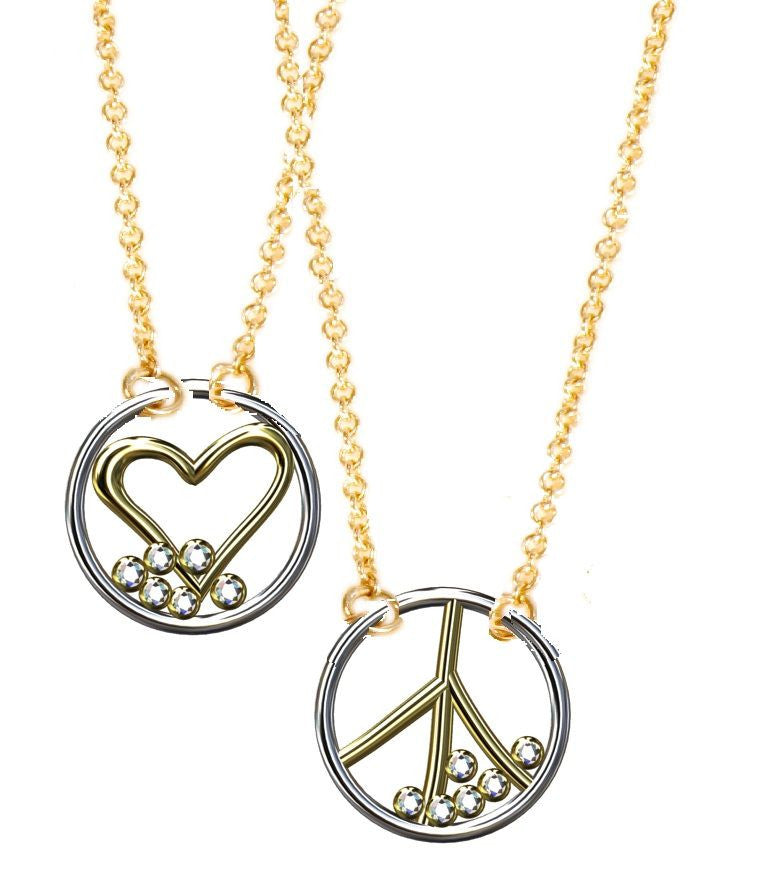 Love Necklace, 18K yellow and white gold with diamonds, on 18K gold chain