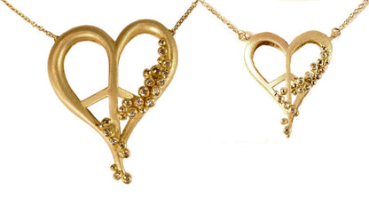 Peace of Heart Necklace-large-14K Gold with Abundance Overflowing Diamonds-7
